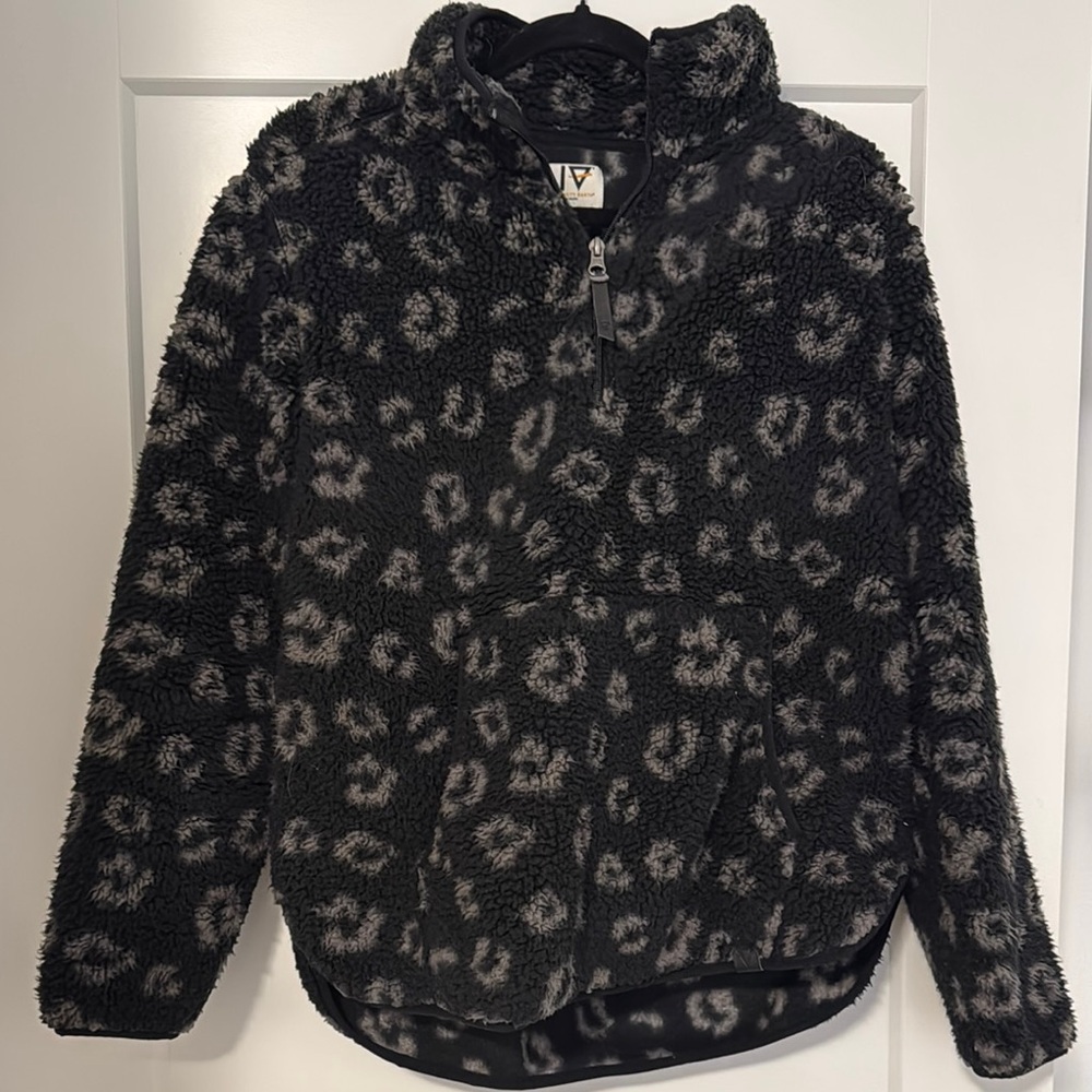 Cozy Black and Gray Leopard Print Fleece Hoodie